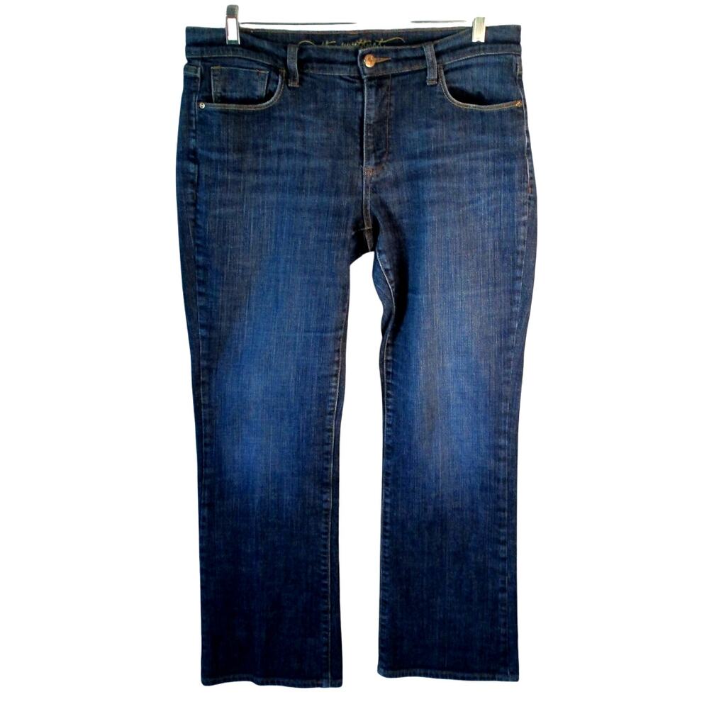 The Sweetheart Women's Mid Rise Dark Wash Straight Leg Zip Blue Jeans Size 12S